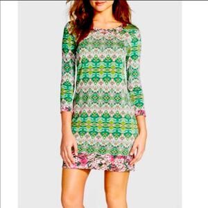 BCBGMAXAZRIA Ania Green Floral Print Dress Size Large